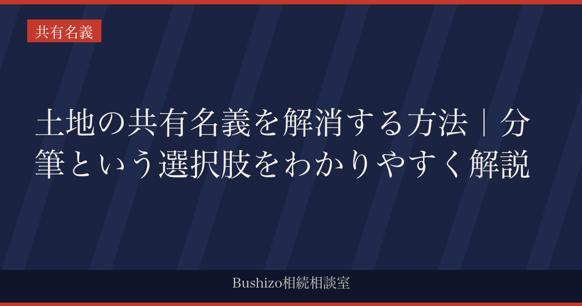 土地の共有名義を解消する方法｜分筆という選択肢をわかりやすく解説